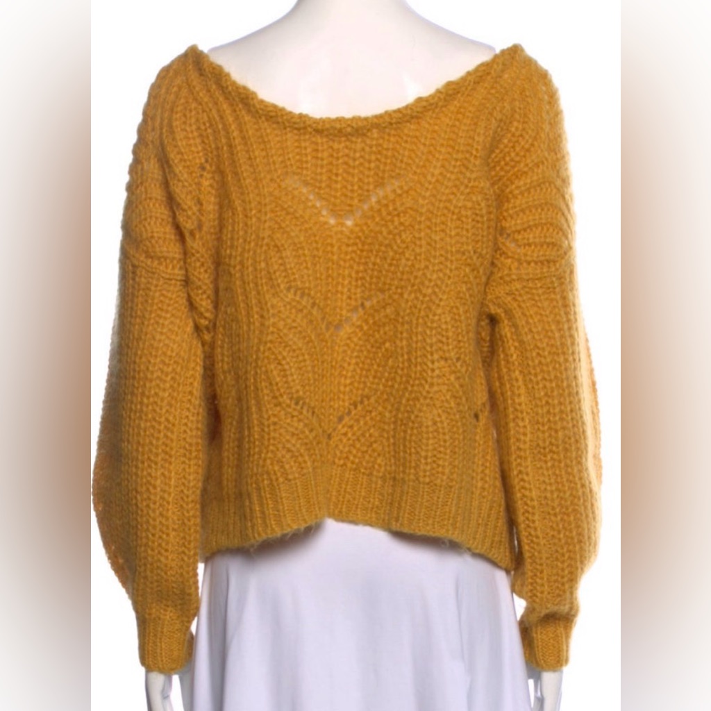 Szane Oversize Bateau Neckline Wool Mustard Sweater